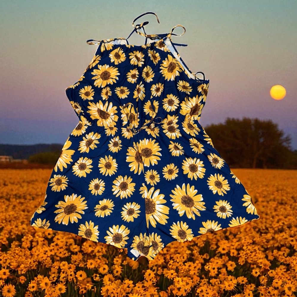 Sunflower Print Romper Womens (2XL)